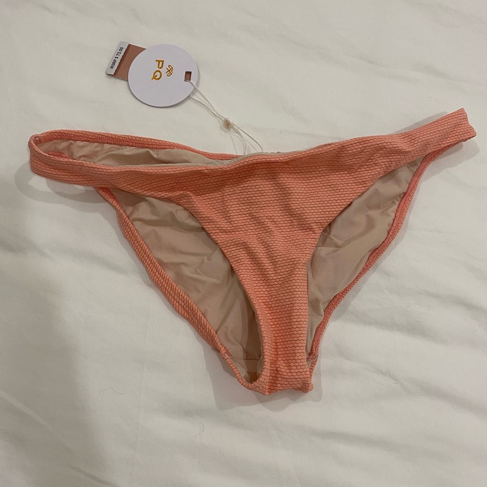 PQ Swim Coral Shimmer Bikini Bottom with Scrunched Back Extra Flattering!!